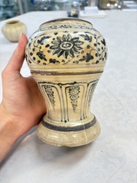 An Annamese or Vietnamese blue and white altar vase, a 'melon' jar and a bowl, 14/15th C.