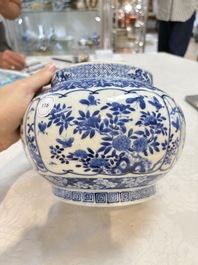 A Chinese blue and white 'birds among flowering branches' vase, Kangxi mark, 19th C.