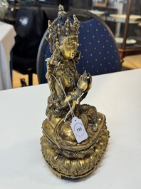 An extremely rare and fine Chinese gilt-bronze Buddha, inscribed 大明正統己未金川比丘昌靜捐資命工造, Zhengtong mark and of the period, dated 1439