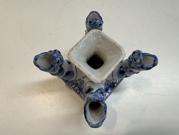 An impressive blue and white Dutch Delft seven-part tulip vase, 19th C.