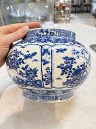 A Chinese blue and white 'birds among flowering branches' vase, Kangxi mark, 19th C.