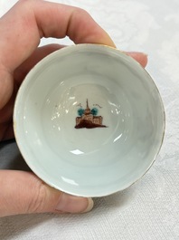 A rare Chinese Dutch-decorated 'The miracle of Zaandam' plate and cup, Qianlong