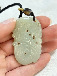 Three Chinese celadon jade carvings, 19/20th C.