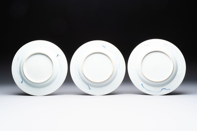 Eight Chinese Imari-style 'flower basket' plates, Yongzheng