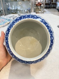 A Chinese blue and white 'birds among flowering branches' vase, Kangxi mark, 19th C.