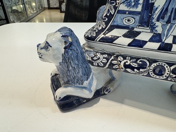 An impressive blue and white Dutch Delft seven-part tulip vase, 19th C.