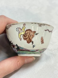 A rare Chinese Dutch-decorated 'The miracle of Zaandam' plate and cup, Qianlong