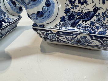 An impressive blue and white Dutch Delft seven-part tulip vase, 19th C.
