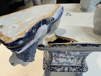 An impressive blue and white Dutch Delft seven-part tulip vase, 19th C.