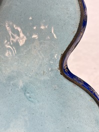 A fine Chinese Canton enamel double-gourd-shaped 'Da Ji 大吉' tray, Jiaqing