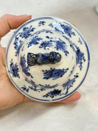 A Chinese blue and white garniture of four vases with figural design, Kangxi mark, 19th C.