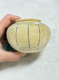 An Annamese or Vietnamese blue and white altar vase, a 'melon' jar and a bowl, 14/15th C.