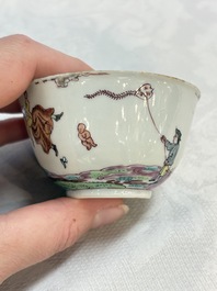 A rare Chinese Dutch-decorated 'The miracle of Zaandam' plate and cup, Qianlong