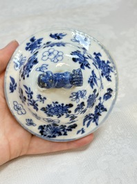A Chinese blue and white garniture of four vases with figural design, Kangxi mark, 19th C.