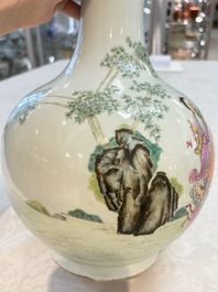 A Chinese famille rose vase with narrative design, Republic