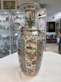 Two Chinese Canton famille rose vases with narrative design, 19th C.