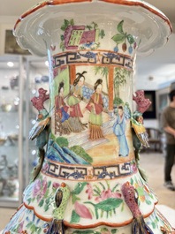 Two Chinese Canton famille rose vases with narrative design, 19th C.