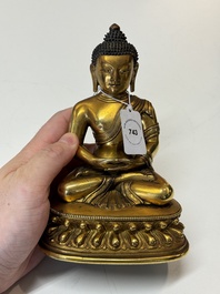 A fine Sino-Tibetan gilt-bronze figure of Buddha Shakyamuni, 17th C.