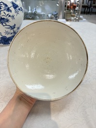 A Chinese blue and white 'birds among flowering branches' vase and cover, 19th C.