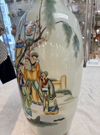 A pair of Chinese famille rose 'Wen Wang Fang Xian 文王訪賢' vases, signed Song Lin Ge 松林閣, 19/20th C.