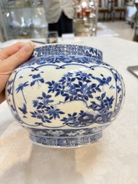 A Chinese blue and white 'birds among flowering branches' vase, Kangxi mark, 19th C.