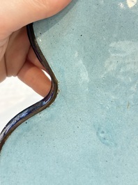 A fine Chinese Canton enamel double-gourd-shaped 'Da Ji 大吉' tray, Jiaqing