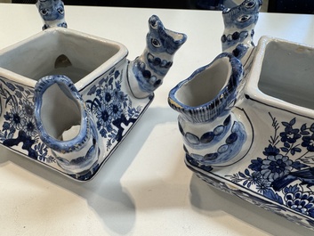 An impressive blue and white Dutch Delft seven-part tulip vase, 19th C.