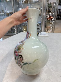 A Chinese famille rose vase with narrative design, Republic