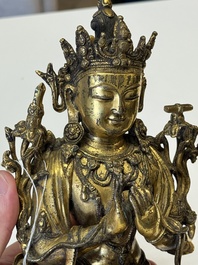 An extremely rare and fine Chinese gilt-bronze Buddha, inscribed 大明正統己未金川比丘昌靜捐資命工造, Zhengtong mark and of the period, dated 1439