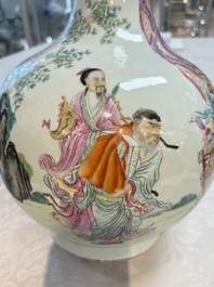 A Chinese famille rose vase with narrative design, Republic