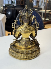 An extremely rare and fine Chinese gilt-bronze Buddha, inscribed 大明正統己未金川比丘昌靜捐資命工造, Zhengtong mark and of the period, dated 1439