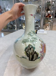 A Chinese famille rose vase with narrative design, Republic