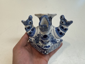 An impressive blue and white Dutch Delft seven-part tulip vase, 19th C.