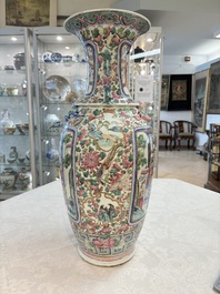 Two Chinese Canton famille rose vases with narrative design, 19th C.