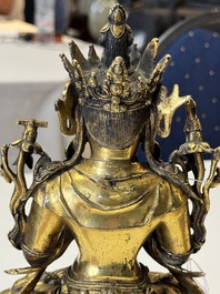 An extremely rare and fine Chinese gilt-bronze Buddha, inscribed 大明正統己未金川比丘昌靜捐資命工造, Zhengtong mark and of the period, dated 1439