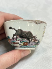 A rare Chinese Dutch-decorated 'The miracle of Zaandam' plate and cup, Qianlong