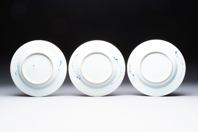 Eight Chinese Imari-style 'flower basket' plates, Yongzheng