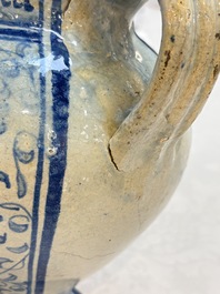 A fine blue and white Antwerp maiolica wet drug jar, 16th C.