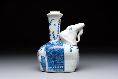 A Chinese blue and white 'elephant' kendi, Wanli
