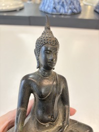 A Sino-Tibetan bronze Bodhisattva, a Thai Buddha and a phurba, 18/19th C.