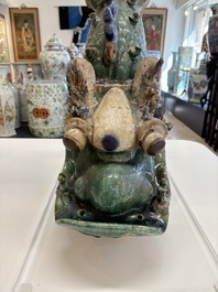 A pair of large Chinese polychrome-glazed fish-form roof tiles, 19th C.