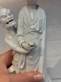 A Chinese Dehua blanc de Chine 'Kuixing' group and a Guanyin, 19th C.