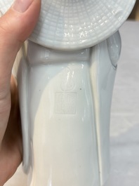 A Chinese Dehua blanc de Chine Damo, Dehua and He Chaozong 何朝宗 mark, 19th C.