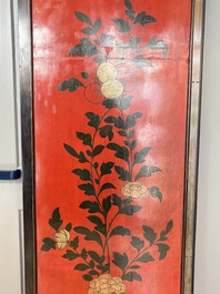 A Chinese Coromandel lacquered four-panel folding screen with mountainous landscapes, 17/18th C.