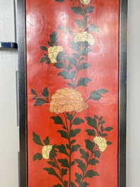 A Chinese Coromandel lacquered four-panel folding screen with mountainous landscapes, 17/18th C.