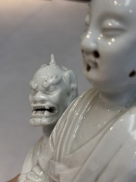 A Chinese Dehua blanc de Chine 'Kuixing' group and a Guanyin, 19th C.