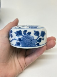A Chinese blue and white 'birds among flowers' vase and cover, Kangxi