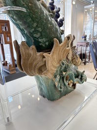 A pair of large Chinese polychrome-glazed fish-form roof tiles, 19th C.