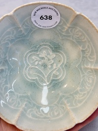 A Chinese qingbai incised lobed bowl, Song