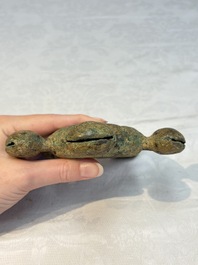 A Chinese archaic bronze horse bell ornament, Western Zhou